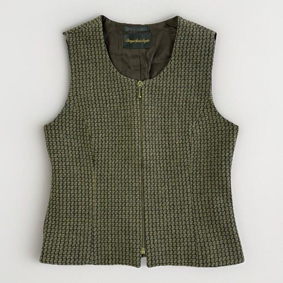 Giorgio Sant’ Angelo Wool Sweater Vest Womens M Tweed Classic Prep Country Brown - Picture 1 of 10